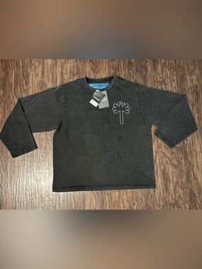 LOSTSHDWS Black Long Sleeve Distressed Graphic Tee🔥